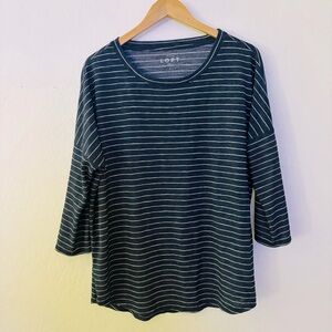 LOFT Women's Striped Navy Top